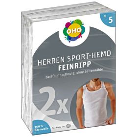 Herren Sport-Hemd, Feinripp 2er Pack, Gr.5