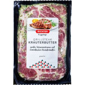 Grillsteak mit Kräuterbutter, Schweinekamm