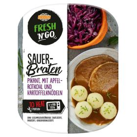 Sauerbraten mit Kartoffelknödel und Rotkohl