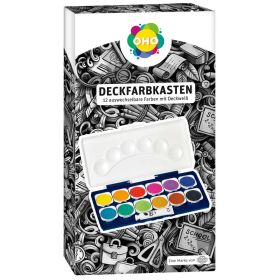 Deckfarbenkasten, 12 Farben & Deckweiß