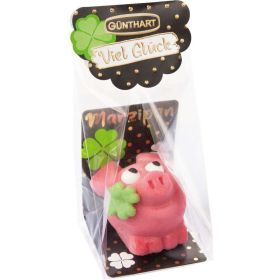 Marzipan Schwein im Cellophanbeutel