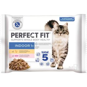 Katzen-Nassfutter Indoor, 1+, Huhn/Erbsen und Lachs/Karotten