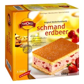 Schmand-Erdbeer Kuchenschnitten, tiefgekühlt