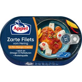 Zarte Heringfilets, Piri-Mango Creme