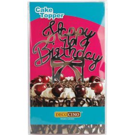 Kuchendekoration Happy Birthday, silber