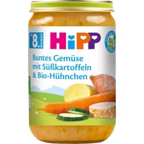 Babynahrung Menü, Buntes Gemüse mit Süßkartoffel & Bio-Hühnchen