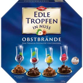 Pralinen Edle Tropfen in Nuss: Obstbrand