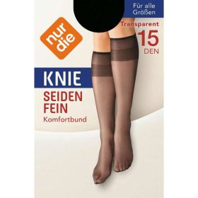 Kniestrümpfe Seidenfein 15 den, schwarz, onesize