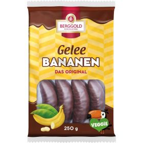 Schokolierte Geleestücke mit Bananengeschmack