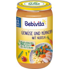 Bio Gemüse und Hühnchen mit Nudeln, ab 12 Monaten