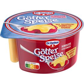 Götterspeise mit Soße, Himbeere