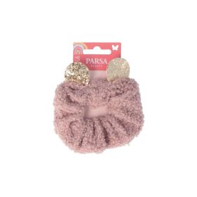 Haargummi Scrunchie Teddy-Style, Gold-Glitzer