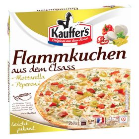 Flammkuchen aus dem Elsass, Mozzarella-Peperoni