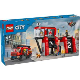 Link zu  LEGO City 60414 Feuerwehrstation mit Drehleiterfahrzeug, Feuerwehr-Spielzeug