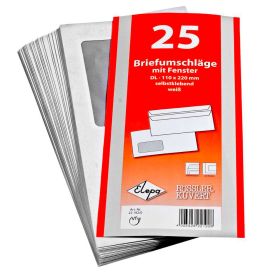 Briefumschläge mit Fenster, 25er Pack