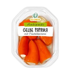 Gelbe Paprika mit Frischkäse