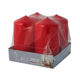 Stumpenkerzen 4er Pack, rot