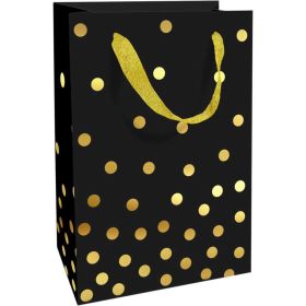 Geschenktüte klein, schwarz/gold Dots