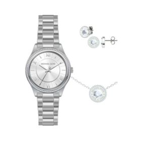 Damen-Armbanduhr + Halskette + Ohrringe